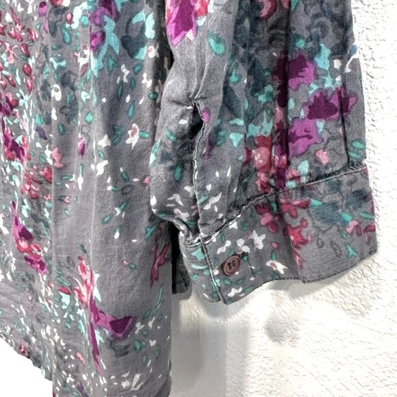 World Market V-NecK Top HoLo Hem Roll Tab Slvs MultiColor Cotton Size Small Med - Picture 7 of 8